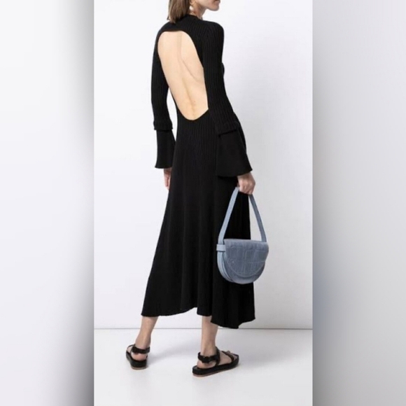 Anna Quan Dresses & Skirts - Anna Quan Isla Black Long Sleeve Ribbed Cotton Knit Dress NWT 8